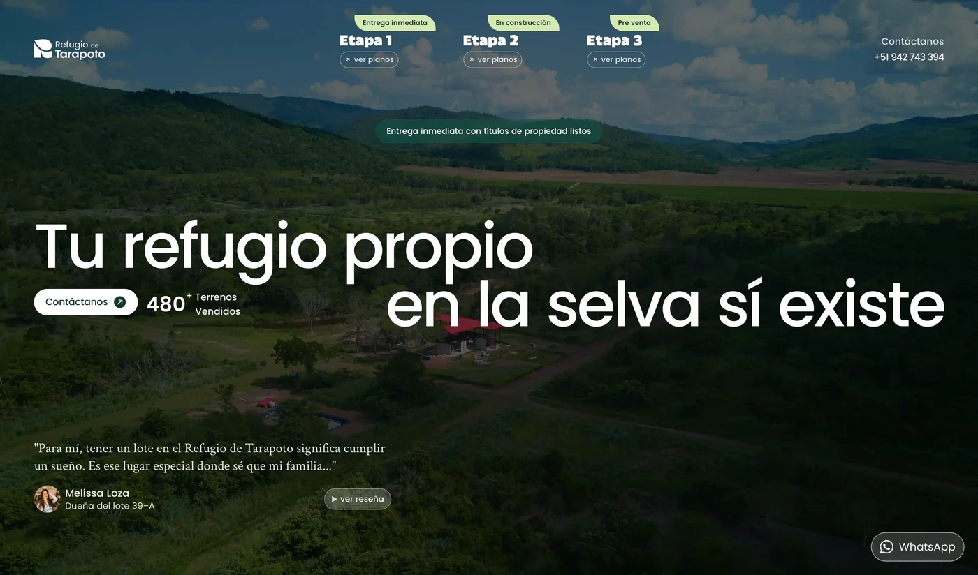 Refugio de Tarapoto Website screenshot