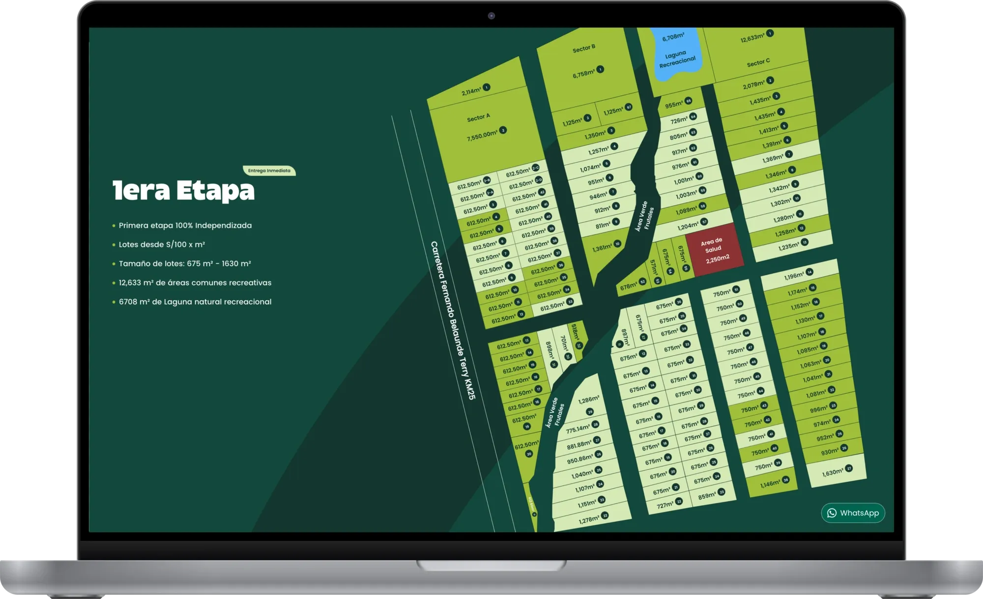 Refugio de Tarapoto interactive lot map on MacBook Pro